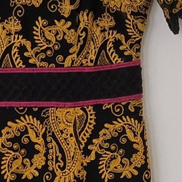 Anthropologie Jacquin Embroidered Floral and Paisley Midi Dress, Size 4 - Picture 5 of 12